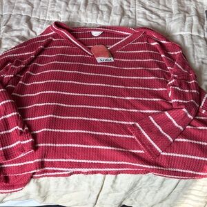NWT Arula Crimson and White Striped Knit Top